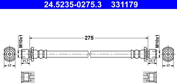 ATE 24.5235-0275.3 - Bremžu šļūtene ps1.lv