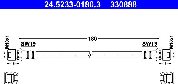 ATE 24.5233-0180.3 - Bremžu šļūtene ps1.lv