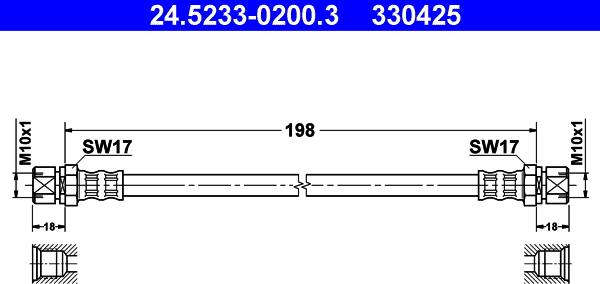 ATE 24.5233-0200.3 - Bremžu šļūtene ps1.lv