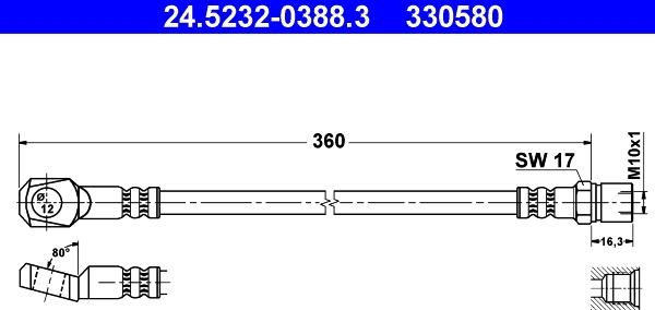 ATE 24.5232-0388.3 - Bremžu šļūtene ps1.lv