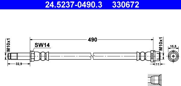 ATE 24.5237-0490.3 - Bremžu šļūtene ps1.lv