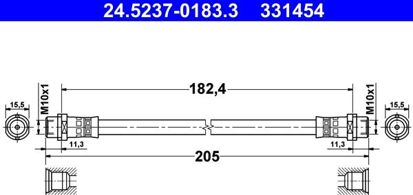 ATE 24.5237-0183.3 - Bremžu šļūtene ps1.lv