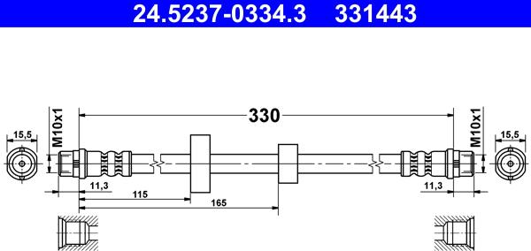 ATE 24.5237-0334.3 - Bremžu šļūtene ps1.lv