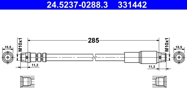 ATE 24.5237-0288.3 - Bremžu šļūtene ps1.lv