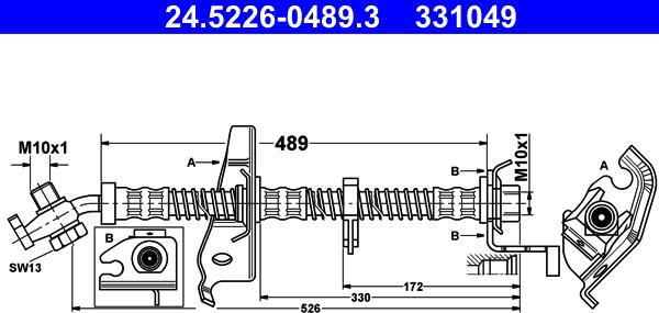 ATE 24.5226-0489.3 - Bremžu šļūtene ps1.lv