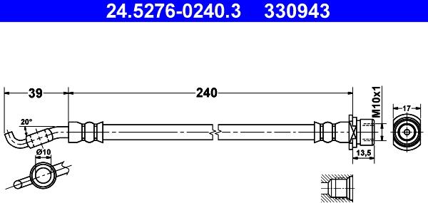 ATE 24.5276-0240.3 - Bremžu šļūtene ps1.lv