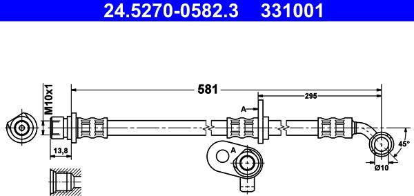 ATE 24.5270-0582.3 - Bremžu šļūtene ps1.lv