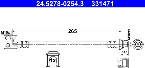 ATE 24.5278-0254.3 - Bremžu šļūtene ps1.lv