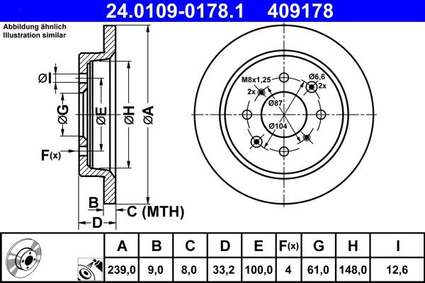 ATE 24.0109-0178.1 - Bremžu diski ps1.lv