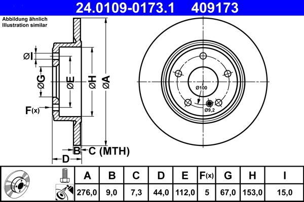 ATE 24.0109-0173.1 - Bremžu diski ps1.lv