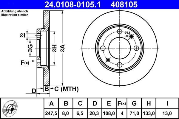 ATE 24.0108-0105.1 - Bremžu diski ps1.lv