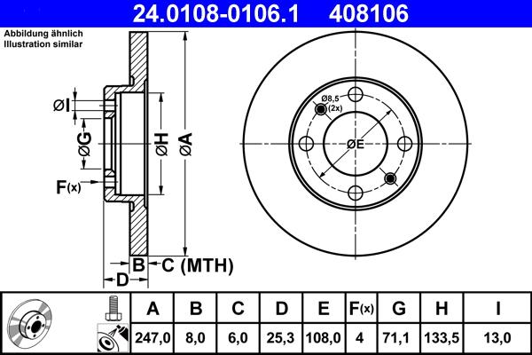 ATE 24.0108-0106.1 - Bremžu diski ps1.lv