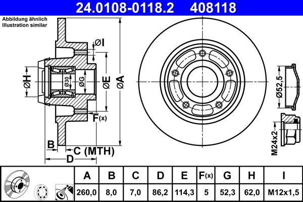 ATE 24.0108-0118.2 - Bremžu diski ps1.lv