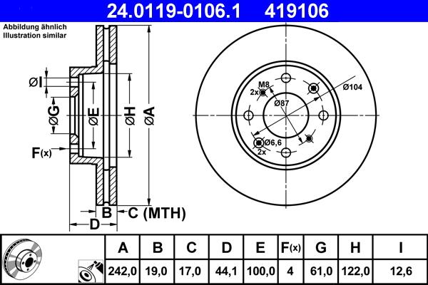 ATE 24.0119-0106.1 - Bremžu diski ps1.lv