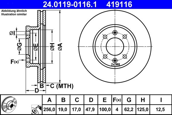 ATE 24.0119-0116.1 - Bremžu diski ps1.lv