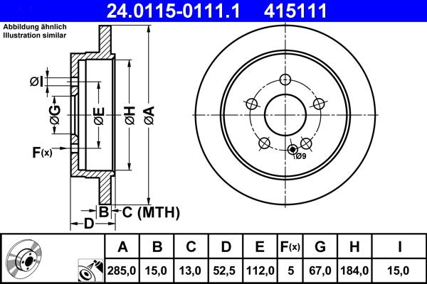 ATE 24.0115-0111.1 - Bremžu diski ps1.lv