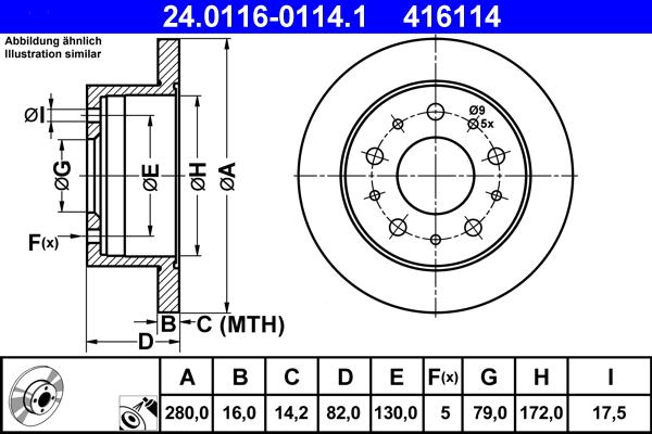 ATE 24.0116-0114.1 - Bremžu diski ps1.lv