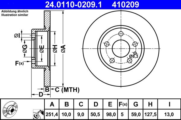 ATE 24.0110-0209.1 - Bremžu diski ps1.lv