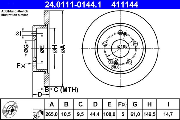 ATE 24.0111-0144.1 - Bremžu diski ps1.lv