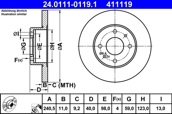 ATE 24.0111-0119.1 - Bremžu diski ps1.lv