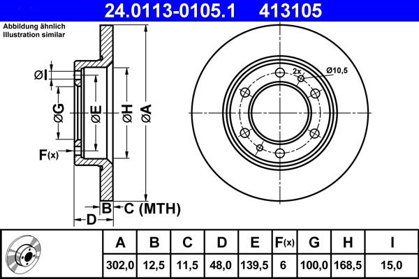 ATE 24.0113-0105.1 - Bremžu diski ps1.lv