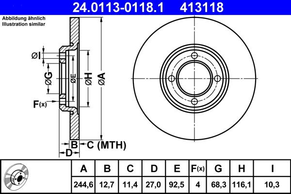 ATE 24.0113-0118.1 - Bremžu diski ps1.lv