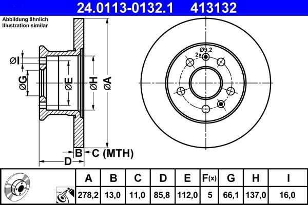 ATE 24.0113-0132.1 - Bremžu diski ps1.lv