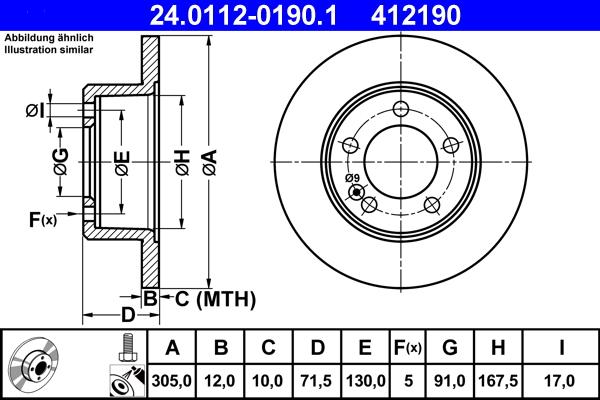 ATE 24.0112-0190.1 - Bremžu diski ps1.lv