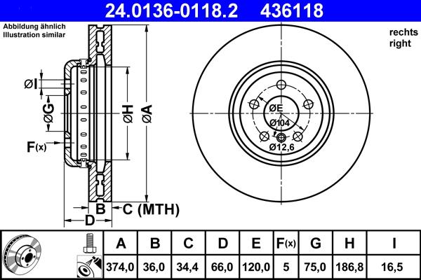 ATE 24.0136-0118.2 - Bremžu diski ps1.lv