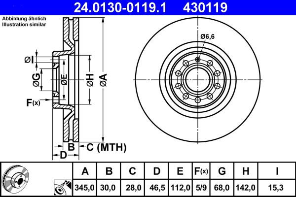 ATE 24.0130-0119.1 - Bremžu diski ps1.lv