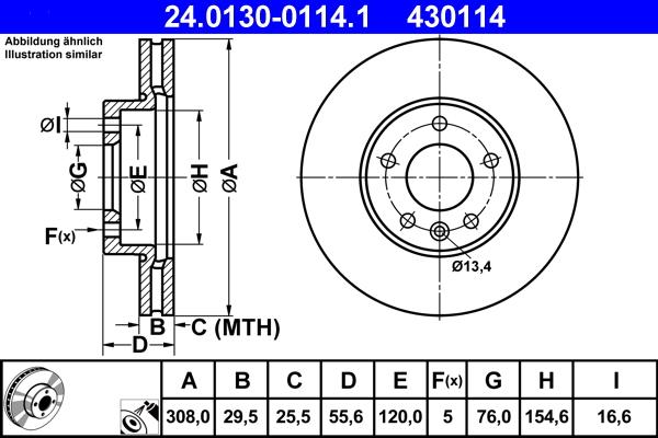 ATE 24.0130-0114.1 - Bremžu diski ps1.lv