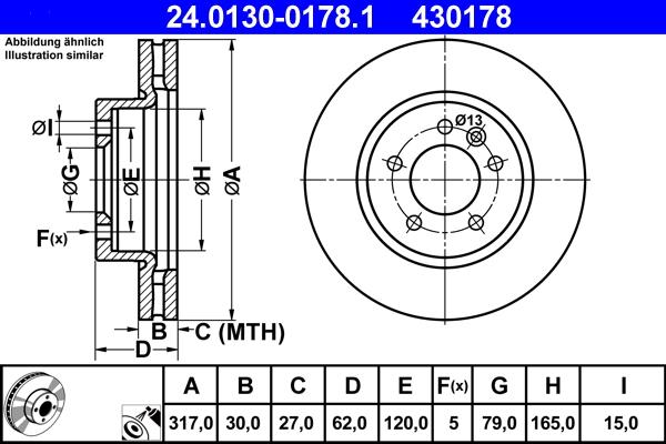 ATE 24.0130-0178.1 - Bremžu diski ps1.lv