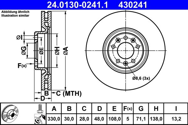 ATE 24.0130-0241.1 - Bremžu diski ps1.lv