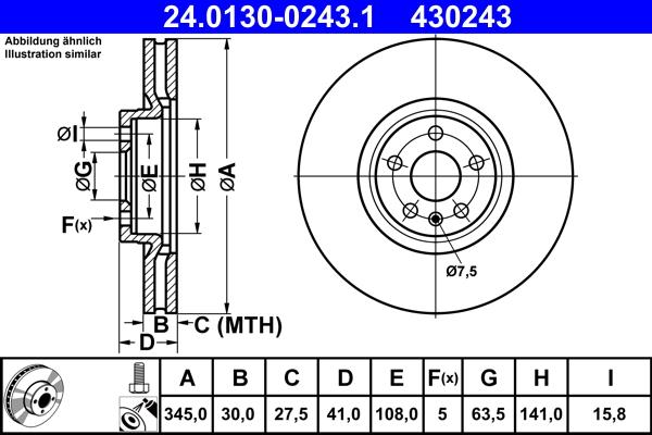 ATE 24.0130-0243.1 - Bremžu diski ps1.lv