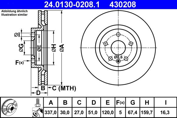 ATE 24.0130-0208.1 - Bremžu diski ps1.lv