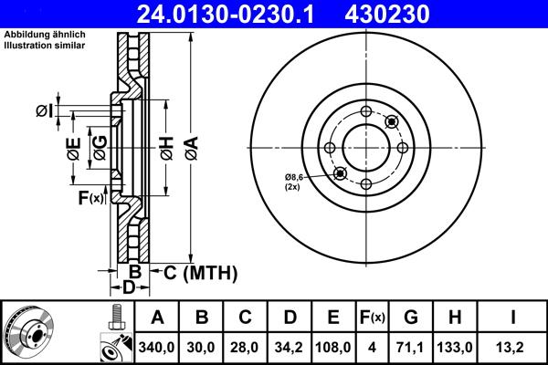 ATE 24.0130-0230.1 - Bremžu diski ps1.lv