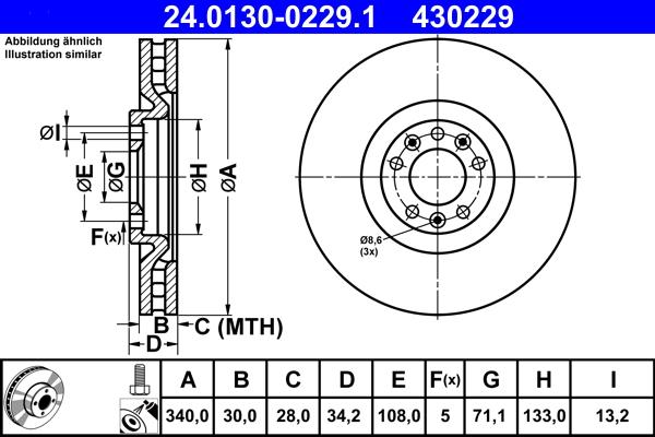 ATE 24.0130-0229.1 - Bremžu diski ps1.lv