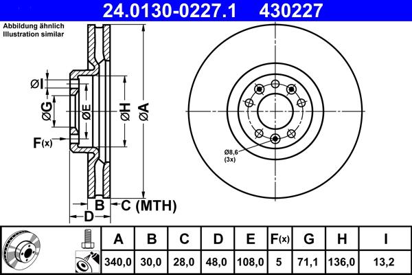 ATE 24.0130-0227.1 - Bremžu diski ps1.lv