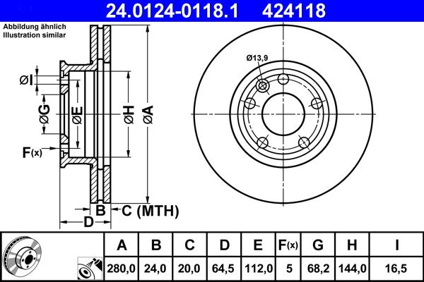 ATE 24.0124-0118.1 - Bremžu diski ps1.lv