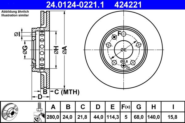 ATE 24.0124-0221.1 - Bremžu diski ps1.lv