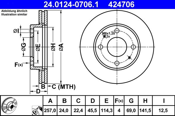 ATE 24.0124-0706.1 - Bremžu diski ps1.lv