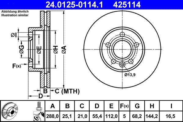 ATE 24.0125-0114.1 - Bremžu diski ps1.lv