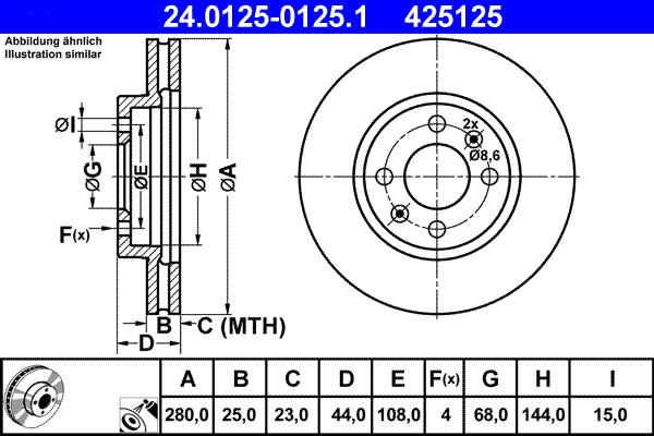 ATE 24.0125-0125.1 - Bremžu diski ps1.lv