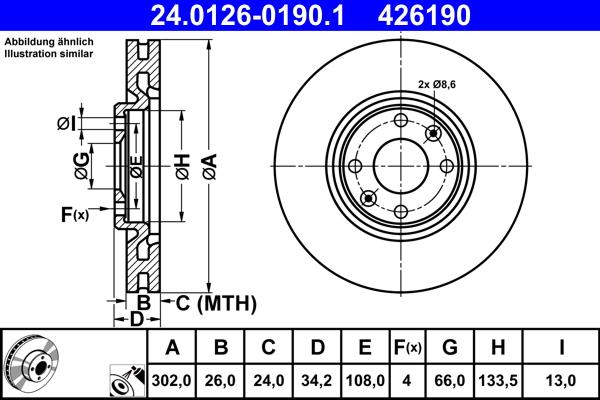 ATE 24.0126-0190.1 - Bremžu diski ps1.lv