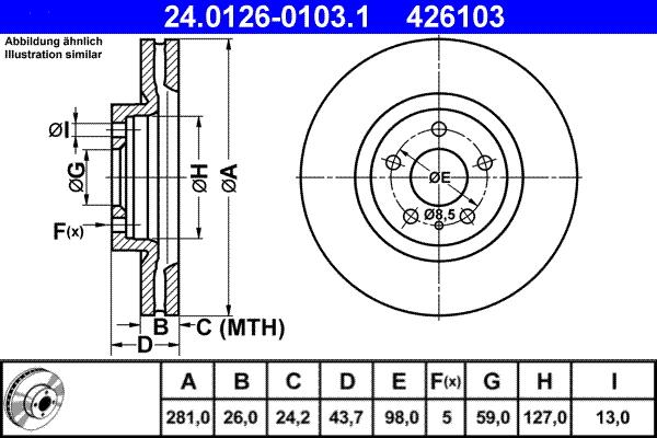 ATE 24.0126-0103.1 - Bremžu diski ps1.lv