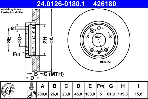 ATE 24.0126-0180.1 - Bremžu diski ps1.lv