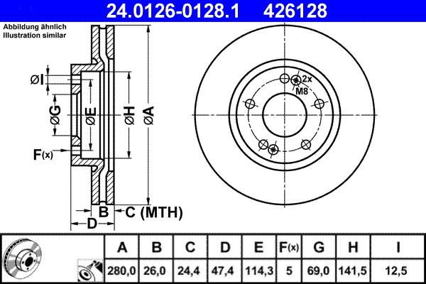 ATE 24.0126-0128.1 - Bremžu diski ps1.lv