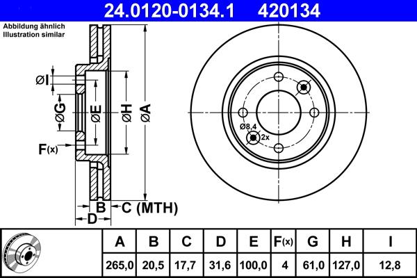 ATE 24.0120-0134.1 - Bremžu diski ps1.lv