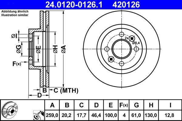 ATE 24.0120-0126.1 - Bremžu diski ps1.lv