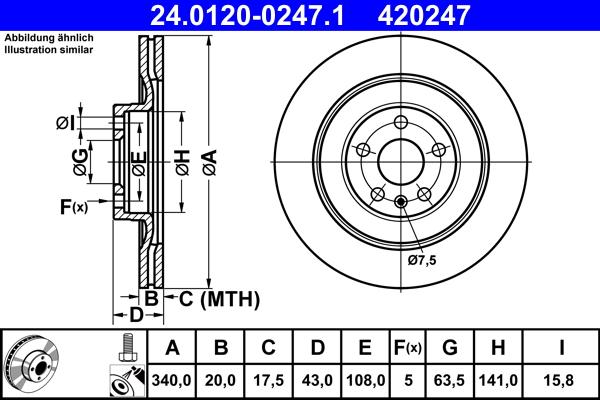 ATE 24.0120-0247.1 - Bremžu diski ps1.lv